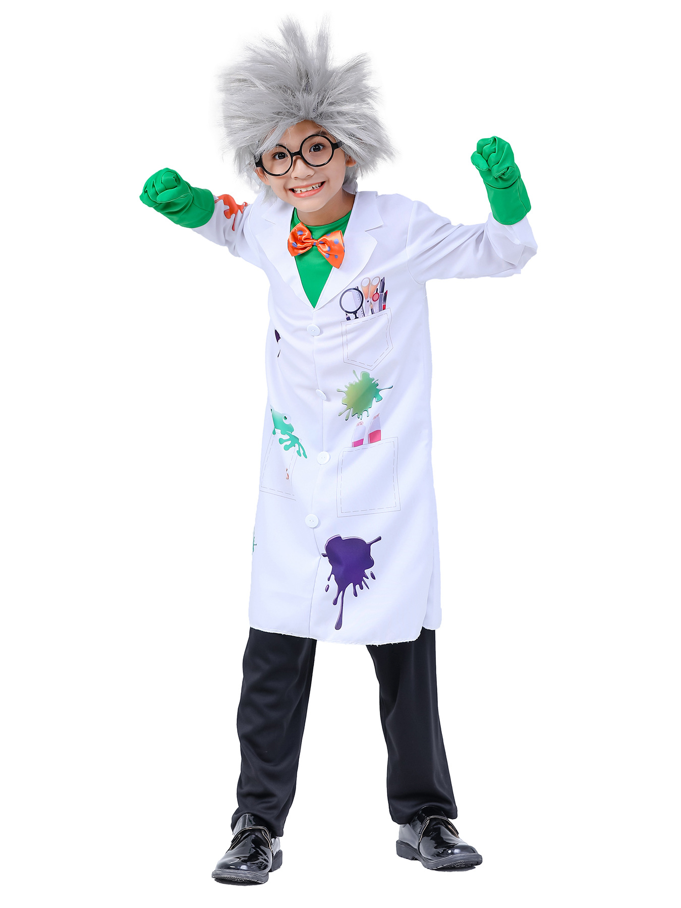 Crazy Scientist Cosplay Fancy Party Dress Mad Scientist Kids Halloween Costume